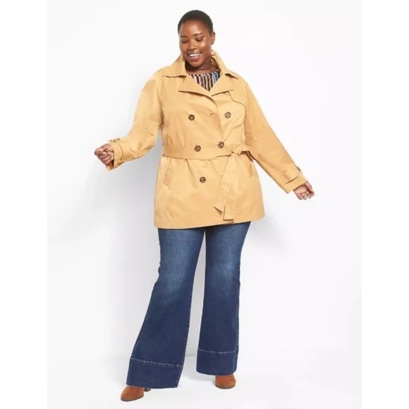 Lane Bryant Camel Tan Short Trench Coat - Picture 4 of 13